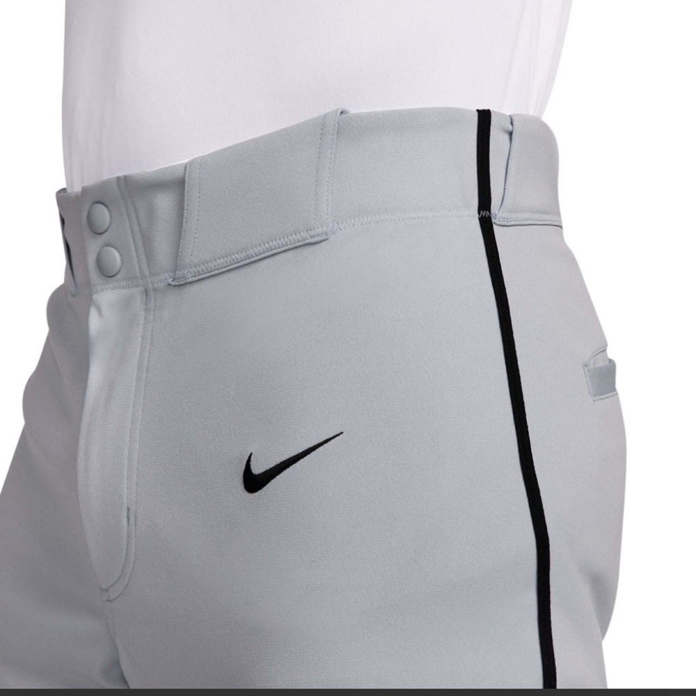 Nike Men's Light Gray athletic  baseball pants with black piping